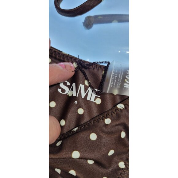 SAME Los Angeles Swim Bikini SeT Beaded Triangle Top and Bottom Polka Dot 90 S - Picture 3 of 8